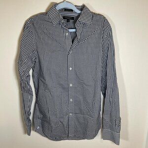 Banana Republic Grant Fit Navy & White Gingham Button Down Shirt
